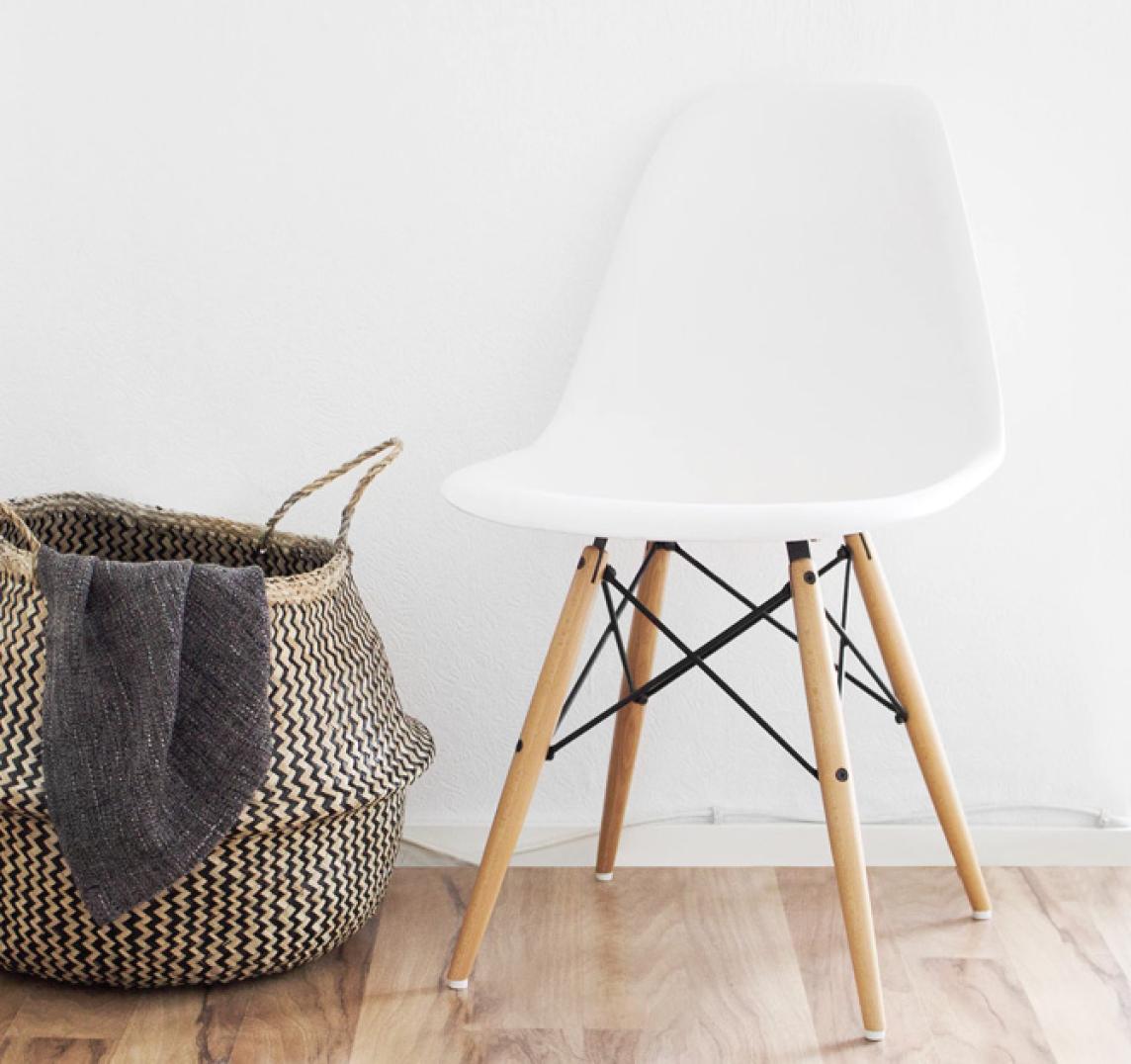 White and wood chair